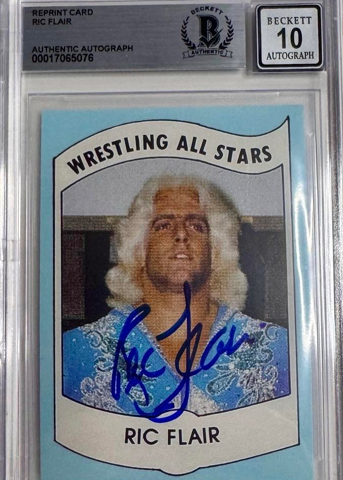 Ric Flair Signed 1982 All Stars Slabbed Card (Reprint) - Beckett Auto Grade 10 COA